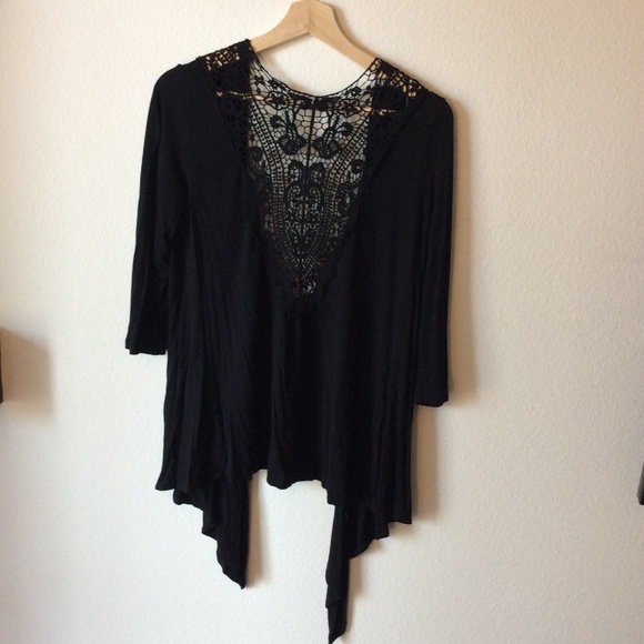 Style 101 Sweaters - (3 FOR $20 SALE)  Style 101 Black Crochet Cardigan
